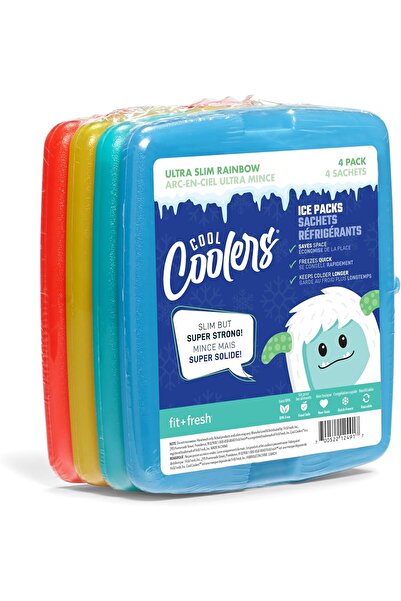 Generic Fit & Fresh Cool Coolers Slim Ice Packs, Reusable Multicolor Lunchbox & Cooler Ice Packs, 4-Pack