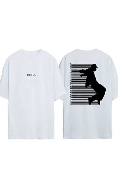 urbvn تي شيرت بريكس ديزاين مطبوع أبيض قصة فضفاضة