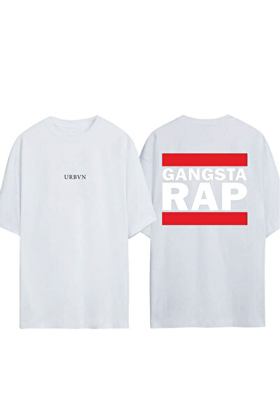 urbvn Tricou supradimensionat alb cu imprimeu RAP Design