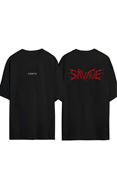 urbvn Savage Printed Design Oversized Black t Shirt