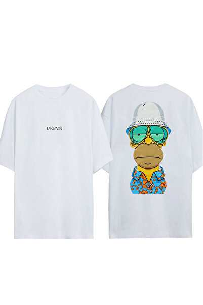 urbvn تي شيرت سيمبسونز كول ديزاين مطبوع أبيض قصة فضفاضة