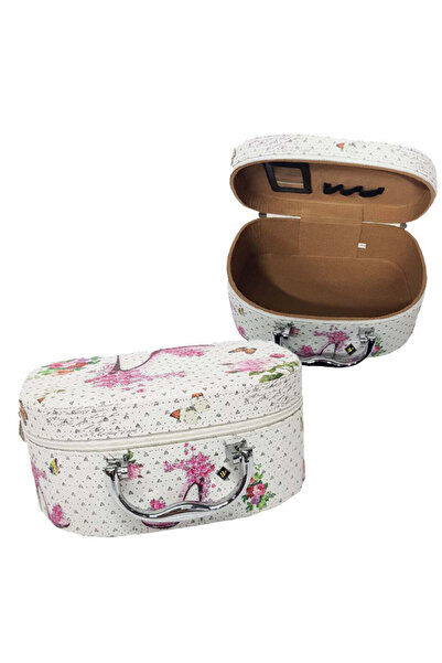 velve Accessory and jewelry box with mirror, handbag style, 25.5x11x18 cm, Wh...