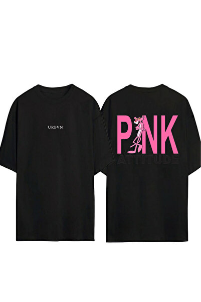 urbvn Tricou oversize negru cu imprimeu design PINK 1