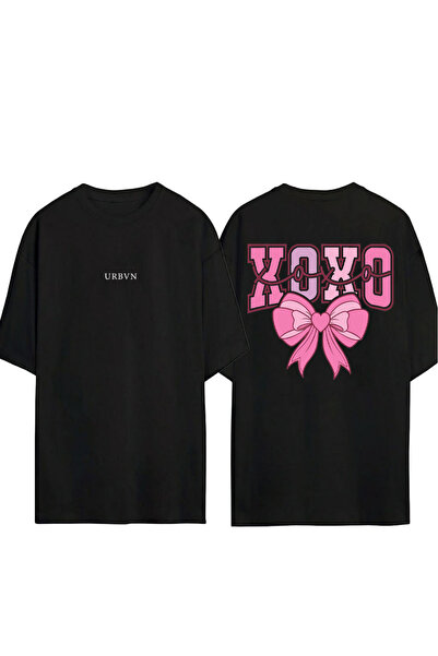 urbvn Xoxo 1 Design Printed Black Oversized t Shirt