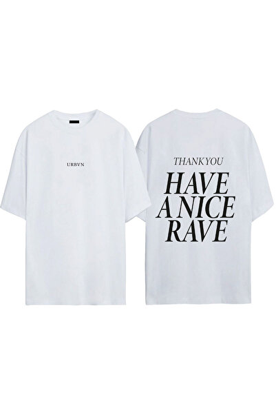 urbvn تي شيرت ريف ديزاين مطبوع أبيض قصة فضفاضة