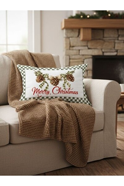 Evmila Cone Pattern Christmas Velvet Rectangular Cushion Cover 35X55 cm Double Sided Printed Zippers