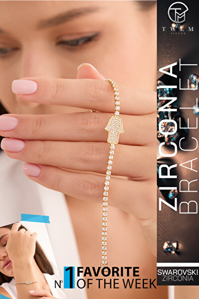 Swaroski Zirconia Taşlı Altın Dokunuşlu Nazar Su Yolu Bileklik | Koruyucu ve Şık