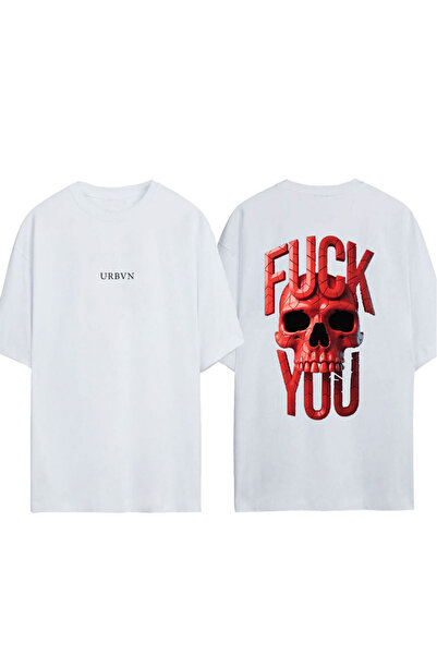 urbvn F YOU Design štampana bela oversize majica