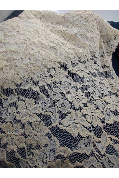 FASHİON DANTEL Metraj Pamuk Kumaş Dantel Ham Renk Çiçek Desen