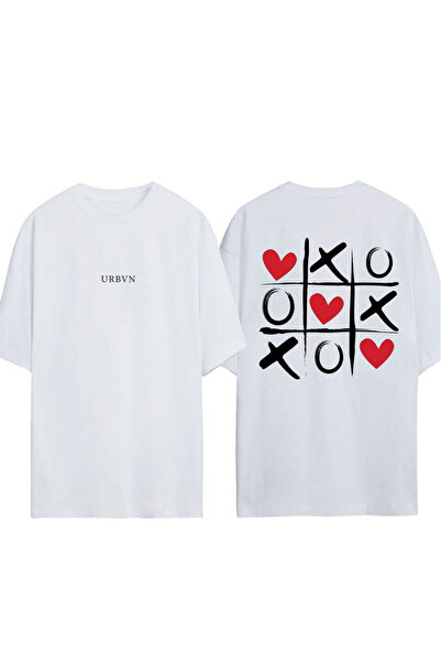 urbvn Μπλουζάκι XoXo Love Design με στάμπα, λευκό, oversized