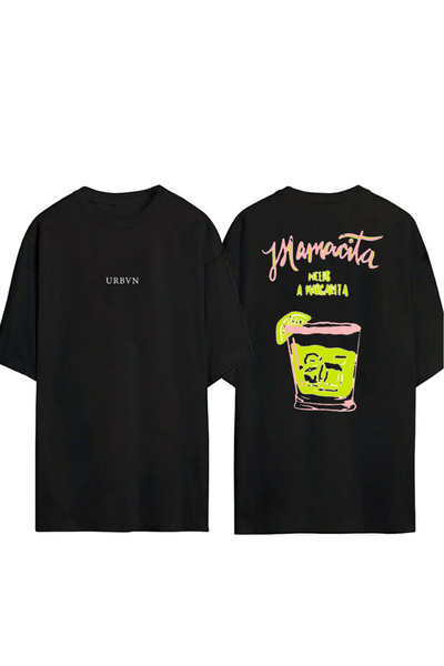 urbvn تي شيرت ماماسيتا ديزاين مطبوع أسود قصة فضفاضة