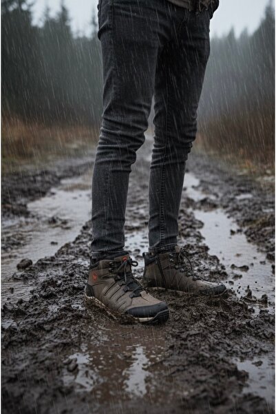 Budaks Ανδρικές μπότες με φλις αντιολισθητική θερμοσόλα, χειμερινές μπότες πεζοπορίας με κορδόνια και φερμουάρ