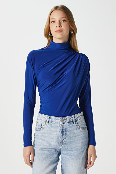 Ritnice Women's Moon Gathered Cobalt Blue Sandy Blouse