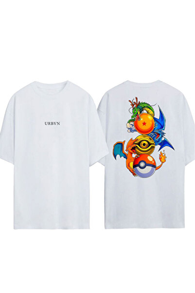 urbvn تي شيرت بوكس ديزاين مطبوع أبيض قصة فضفاضة