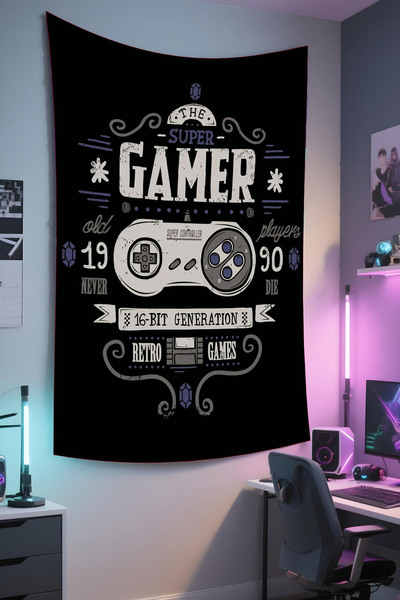 RUGRUMBA Tapiserie verticală pentru gamer – tematică pentru jocuri, țesătură ...