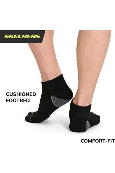 SKECHERS Men's Mid-Crew Socks 6-Pack, Black, Size 10-13