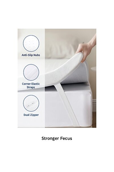 OEM Mattress Topper RUIKASI, 140x200 cm, 2-in-1, H2 Memory Foam + H3 Cold Foam, Removable Cover