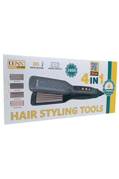 Dinx أداة تصفيف الشعر 4 في 1 مع 4 ألواح سيراميك قابلة للتبديل ودرجة حرارة قاب...