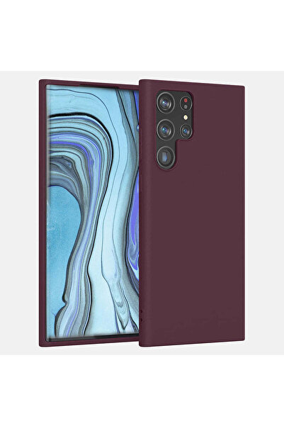 Casey Studios Husa Silicon Samsung Galaxy S22 Ultra, cu Microfibra, Slim, Margini Ridicate, Burgundy