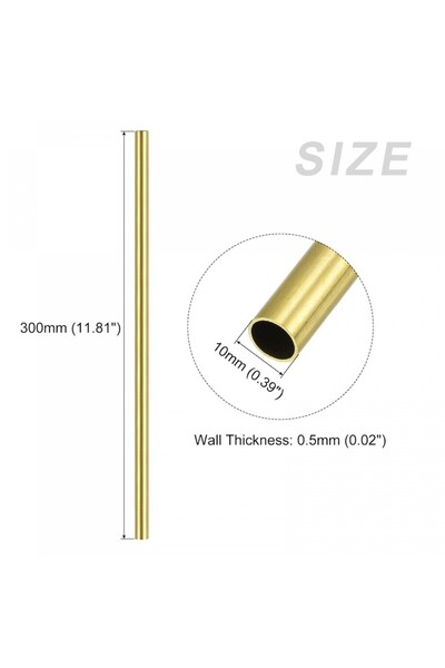 PIPEDREAMS Brass tube, 10 mm outer diameter, 0.5 mm wall thickness, 300 mm length, set of 2 pieces