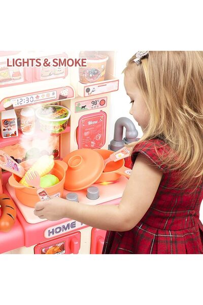 Generic Kids Mini Kitchen Playset with Realistic Steam & Lights, 39-Piece Role-Play Set (Ages 3–9)