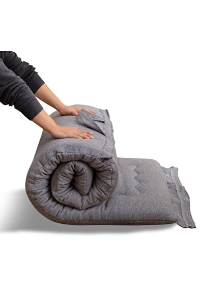 MAXYOYO Portable Folding Mattress - High-Density Foam, Hypoallergenic Cover, Gray, 135x190 cm