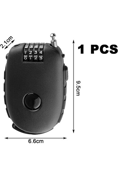 KMKAB Bicycle lock, 4-digit combination, 75 cm cable, for scooters, bicycles and motorcycles, Black