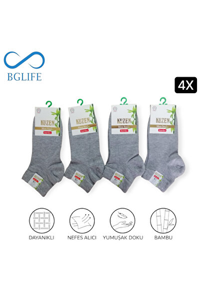 bglife جوارب رجالية من الخيزران خياطة مخفية عبوة من 4، اللون رمادي