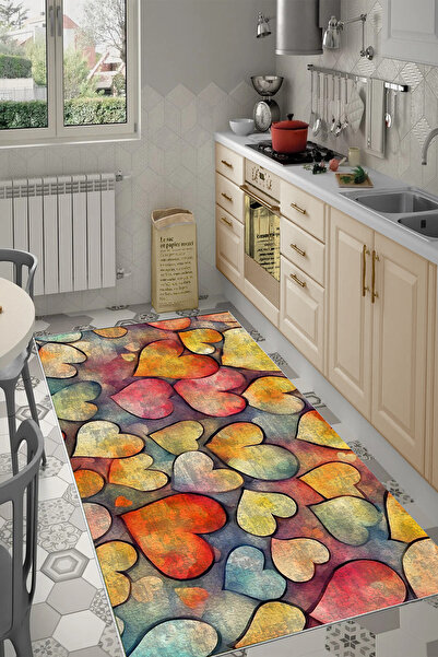 Thalia Home Kaymaz Taban Yıkanabilir Kalın Dokulu Halı & Yolluk & Mutfak Halısı