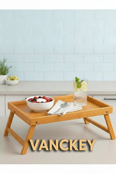 VANCKEY Katlanır Ayaklı Bambu Yatak Keyif Tepsisi Portatif Tepsi Rahle Kitap Standı
