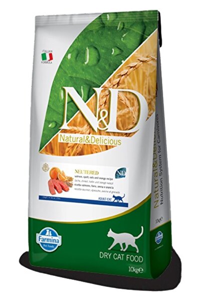 N&D Düşük Tahıllı Somonlu 10 kg Kısırlaştırılmış Yetişkin Kuru Kedi Maması -