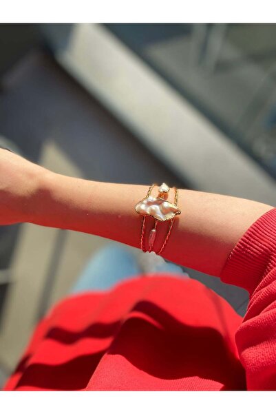 BuinJewellery Kalın Manşet Sakız İnci Bileklik