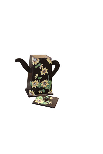 Decoratiuni Vintage Casa Retro Teapot box, for tea, coffee, made of wood, hand-painted, height 30 cm