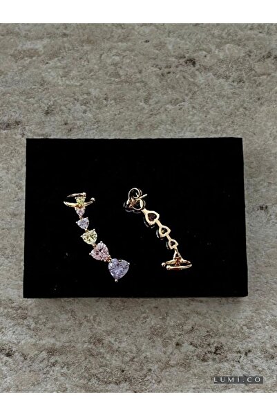 LUMİCOTAKI ÇELİK ÇOK RENKLİ KALPLİ SIRALI SARMAL KÜPE