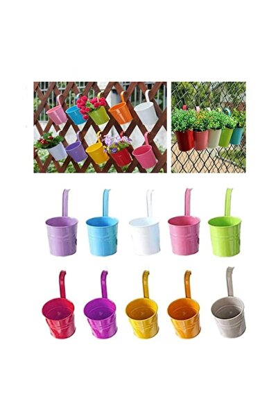 Adfa Home Set de ghivece suspendate, multicolore, 10 piese, metalice, cu drenaj