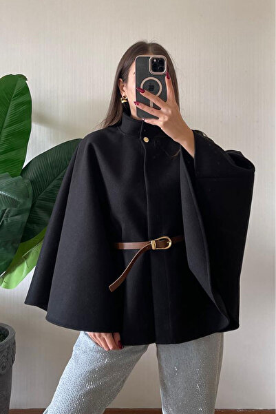 Nazline Women's Oversized Belted Cashmere Poncho