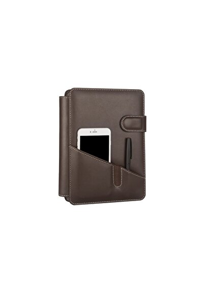 Hype Store 2K 5295 Ajanda Tarihsiz Kareli TeleKıllı 4 Halka Mekanizmalı Hesap Makineli Organizer Kahverengi