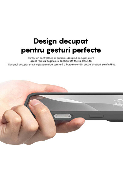 Casey Studios Husa Soft Silicone iPhone 16 Pro, Microfibra in Interior, de Protectie, Slim, Dark Grey