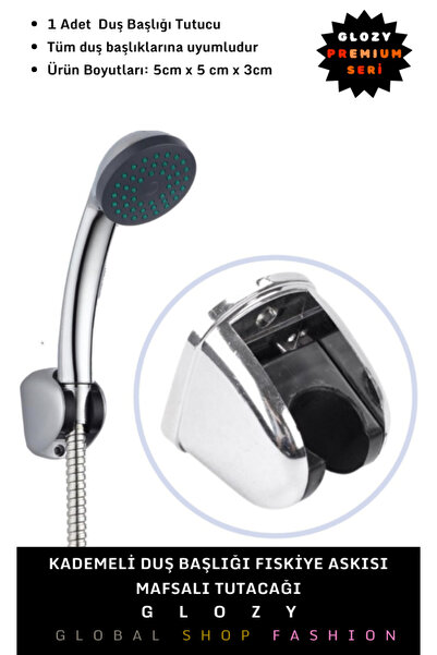GLOZY Premium Seri Duvara Monte Ayarlanabilir Duş Başlığı Tutucu Fiskiye Mafs...