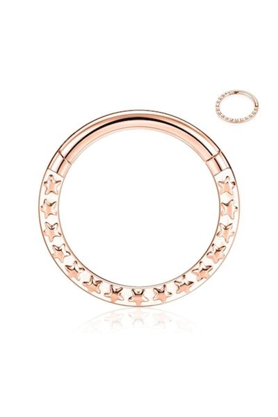 piertie Inel Clicker Septum/Cartilaj Oțel Chirurgical 10mm Aur Roz
