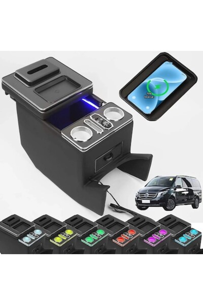 Cartec Cotieră auto cu încărcare wireless, xxjolavv, lumină ambientală RGB mu...