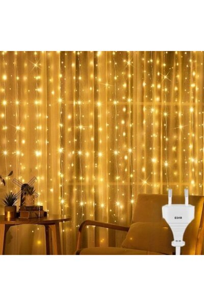 EDAR Instalație luminoasă tip perdea, 3x3 m, 300 LED-uri alb cald, fir transp...