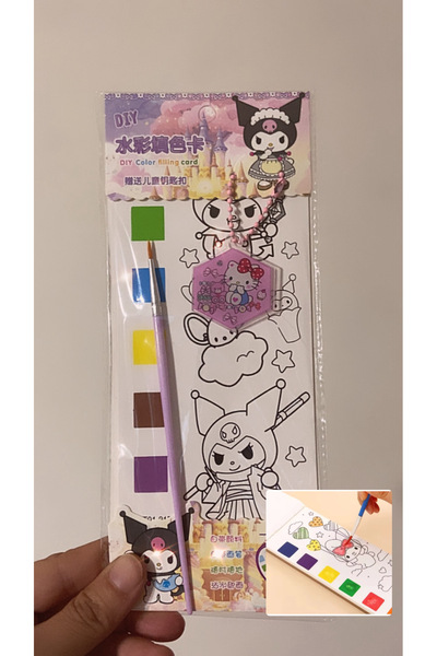 synshop Kuromi Sulu Boya Sanat Kiti 4 Yaprak Anahtarlık Fırça Set Kendin Yap Dıy Etkinlik Aktivite Hediyelik