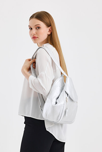 Deribag Genuine Leather, Women's Backpack, Lame Color 25*36*16 cm