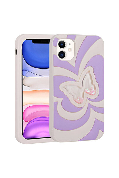 one depot only for quality life حافظة آيفون 11 بتصميم فراشة سائلة لامعة وغطاء...