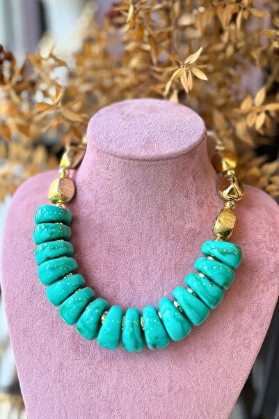 Meva Takı ve Aksesuar Colorful Bead Form Thick Necklaces