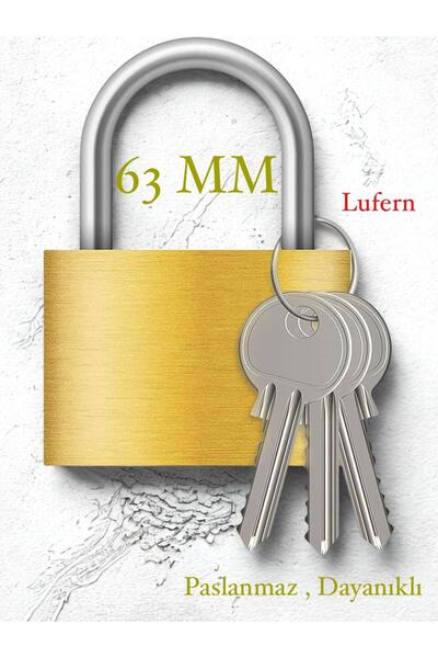 Lufern Dayanıklı 63 mm Dış Mekan Paslanmaz Çelik Halka Yüksek Güvenlikli Sarı Asma Kilit Garaj Bahçe Kapı