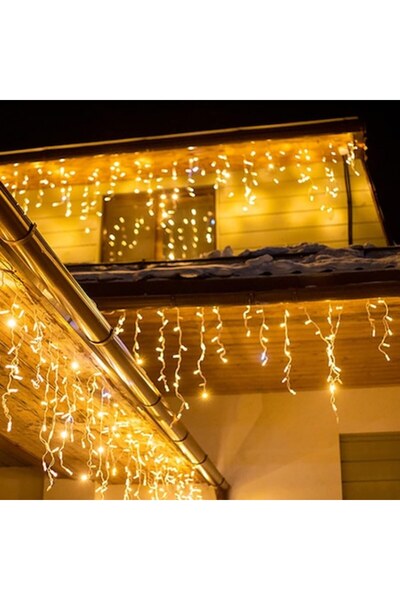 EDAR Ghirlandă luminoasă cu franjuri - Cortină de Crăciun, 8 m, Alb cald, Fla...