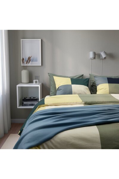 IKEA BRUNKRISSLA Pillowcase, green/multicolour, 50 x 80 cm