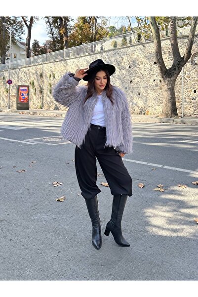 manana fashion Premium Quality Long Feather Faux Fur Coat Jacket